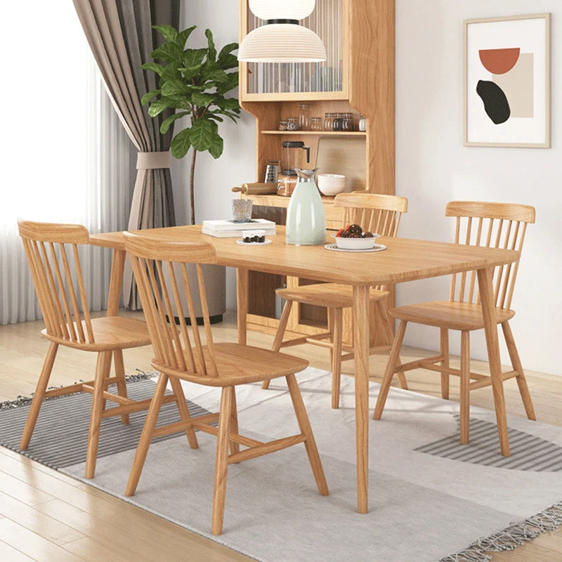 Set da pranzo moderno Tavolo legno massello da 1/2/5 pezzi con sedie corno di mucca e sedie Windsor Clearhalo