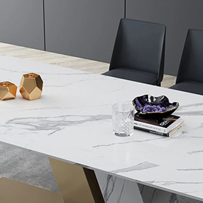 Set da pranzo moderno Tavolo da pranzo pietra sinterizzata da 1/4/5/6 pezzi con sedie laterali Clearhalo