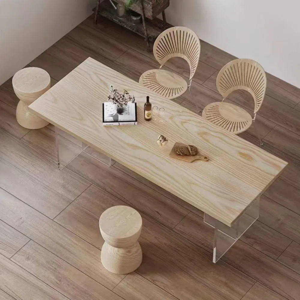 Set da pranzo moderno Tavolo da pranzo rettangolare legno di pino da 1/2/5 pezzi per la cucina della sala da pranzo Clearhalo