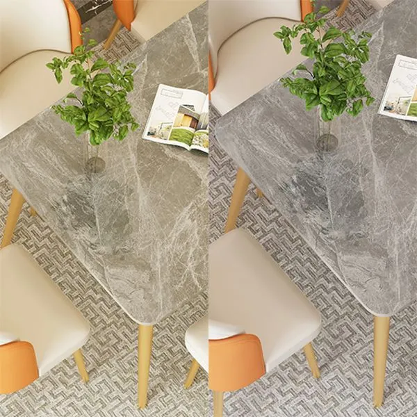 Set da pranzo Nordic Stone Top 1/2/5/7 pezzi Tavolo da pranzo grigio con sedie pelle Clearhalo