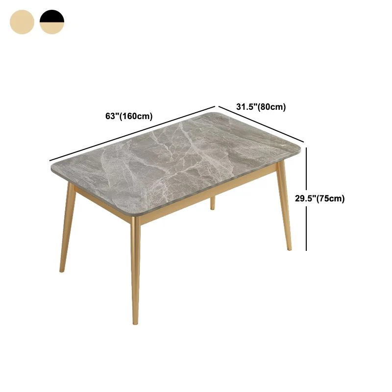 Set da pranzo Nordic Stone Top 1/2/5/7 pezzi Tavolo da pranzo grigio con sedie pelle Clearhalo