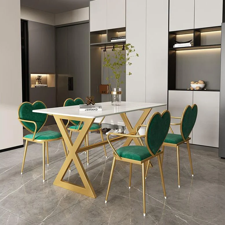 Set da pranzo nordico da 1/5/7 pezzi Tavolo da pranzo rettangolare pietra per sala da pranzo Clearhalo
