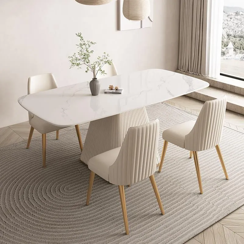 Set da pranzo per la casa stile designer Set da tavolo da pranzo pietra sinterizzata da 1/4/5 pezzi Clearhalo