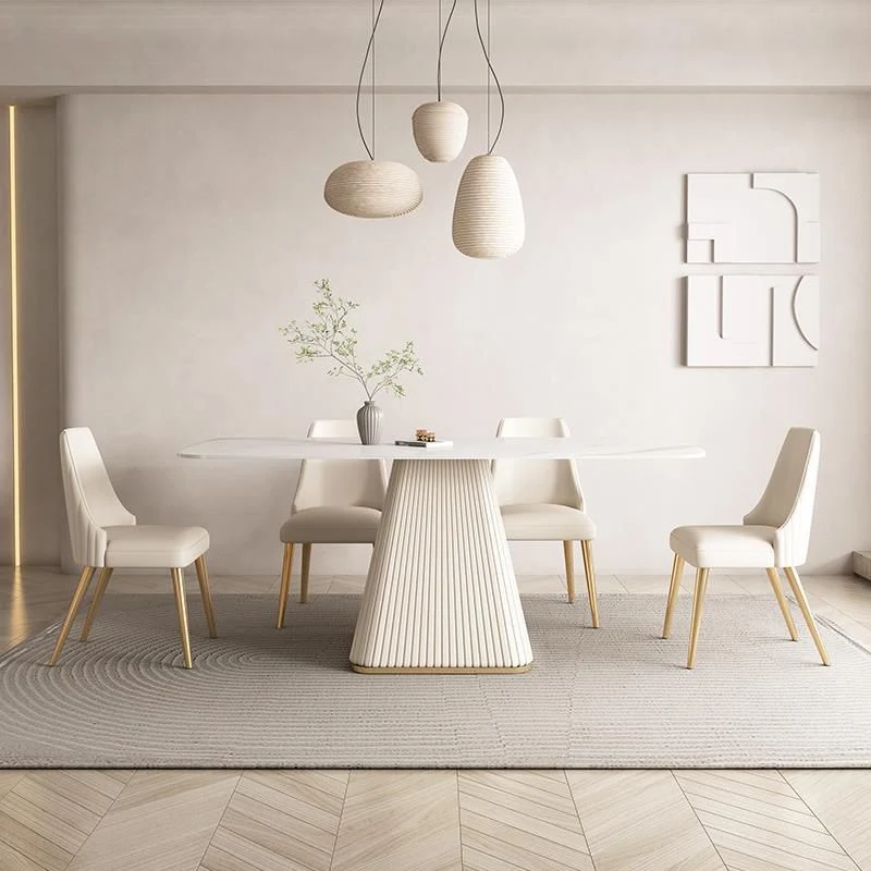 Set da pranzo per la casa stile designer Set da tavolo da pranzo pietra sinterizzata da 1/4/5 pezzi Clearhalo
