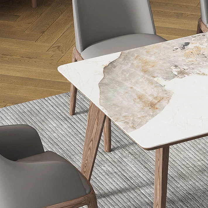 Set da pranzo pietra sinterizzata da 1/4/5 pezzi Set tavolo e sedie da pranzo Clearhalo