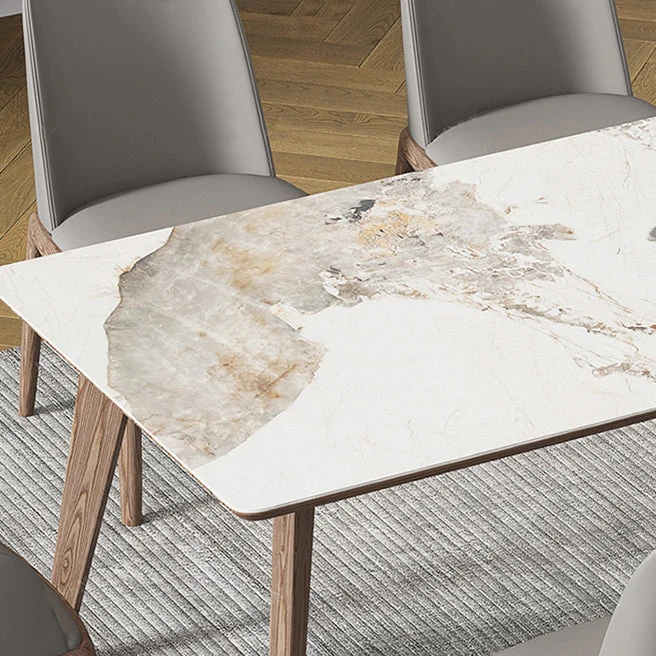 Set da pranzo pietra sinterizzata da 1/4/5 pezzi Set tavolo e sedie da pranzo Clearhalo