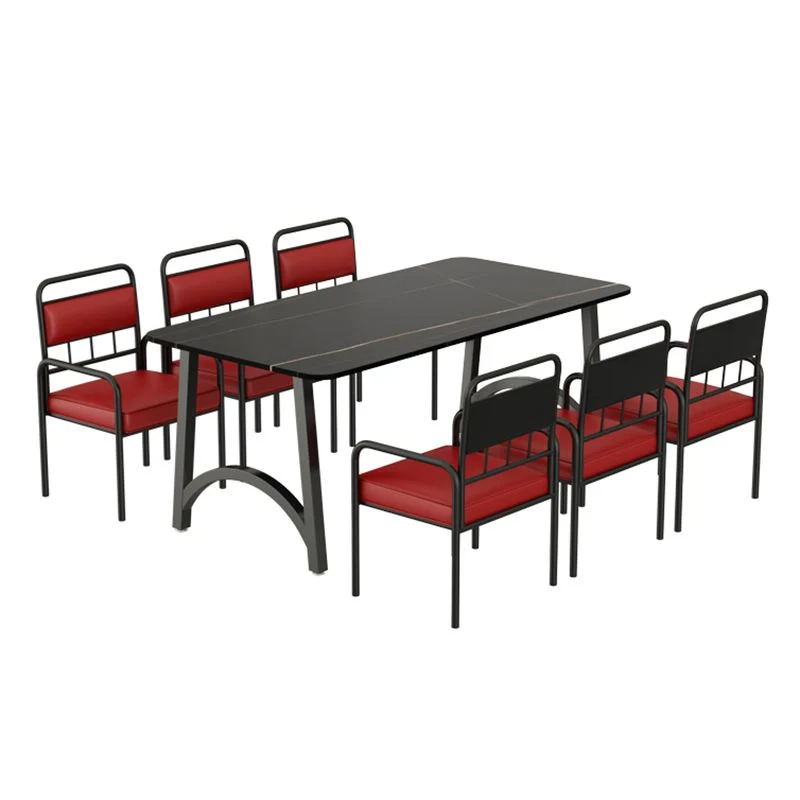 Set da pranzo pietra sinterizzata per mobili moderni 1/2/3/5/7/9 pezzi nero Clearhalo