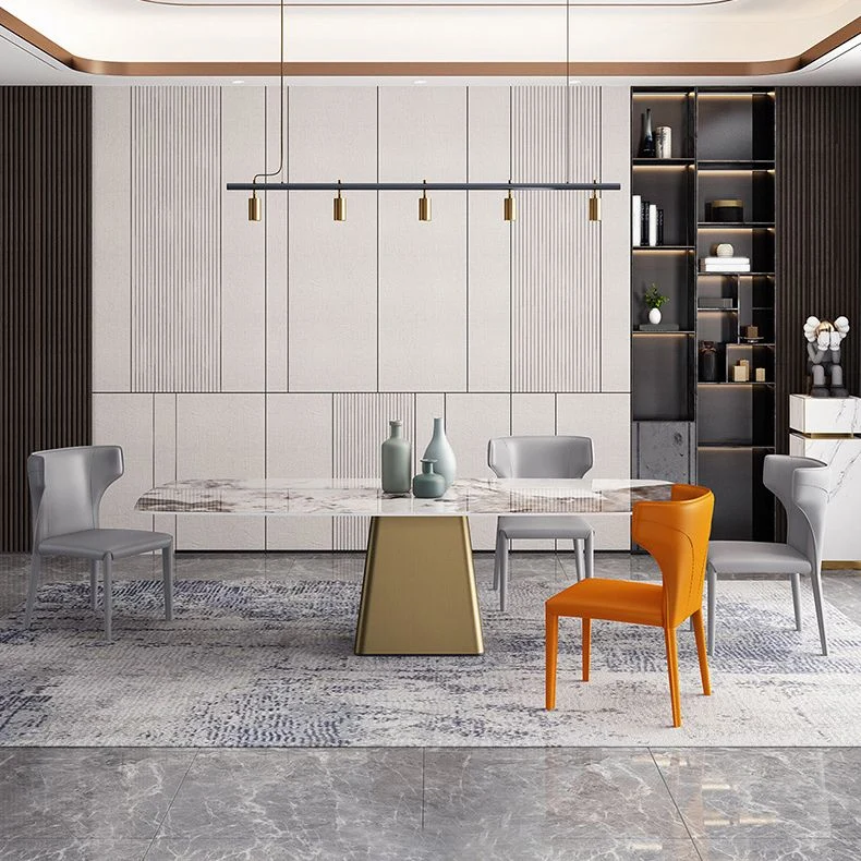 Set da pranzo pietra sinterizzata rettangolare stile Glam Set da pranzo da 1/2/5 pezzi per sale da pranzo Clearhalo