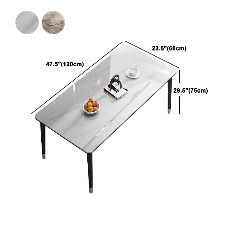 Set da pranzo pietra sinterizzata rettangolare stile Glam Set da pranzo da 1/2/5/7 pezzi per sale da pranzo Clearhalo