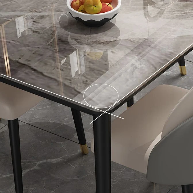 Set da pranzo pietra sinterizzata rettangolare stile Glam Set da pranzo da 1/2/5/7 pezzi per sale da pranzo Clearhalo