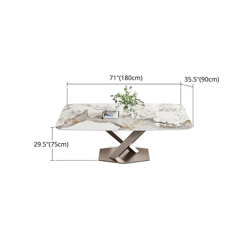 Set da pranzo pietra sinterizzata stile designer Set tavolo da pranzo rettangolare da 1/4/5/7 pezzi Clearhalo