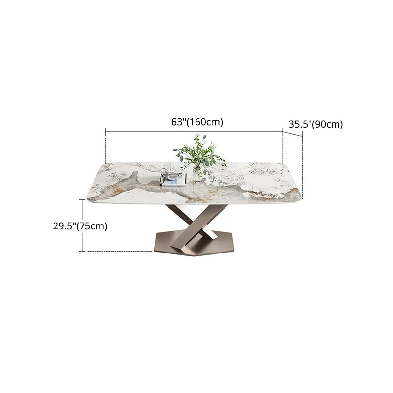 Set da pranzo pietra sinterizzata stile designer Set tavolo da pranzo rettangolare da 1/4/5/7 pezzi Clearhalo