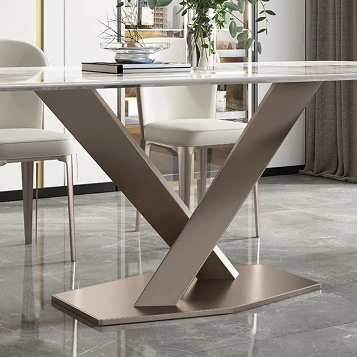Set da pranzo pietra sinterizzata stile designer Set tavolo da pranzo rettangolare da 1/4/5/7 pezzi Clearhalo