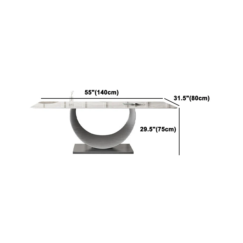 Set da pranzo pietra sinterizzata stile designer Set da tavolo rettangolare da 1/3/4/5/7 pezzi Clearhalo