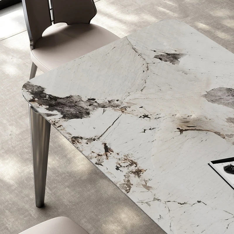 Set da pranzo pietra sinterizzata stile designer Set tavolo da pranzo rettangolare 1/3/4/6 pezzi Clearhalo