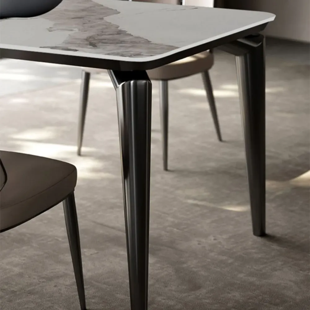 Set da pranzo pietra sinterizzata stile designer Set tavolo da pranzo rettangolare 1/3/4/6 pezzi Clearhalo