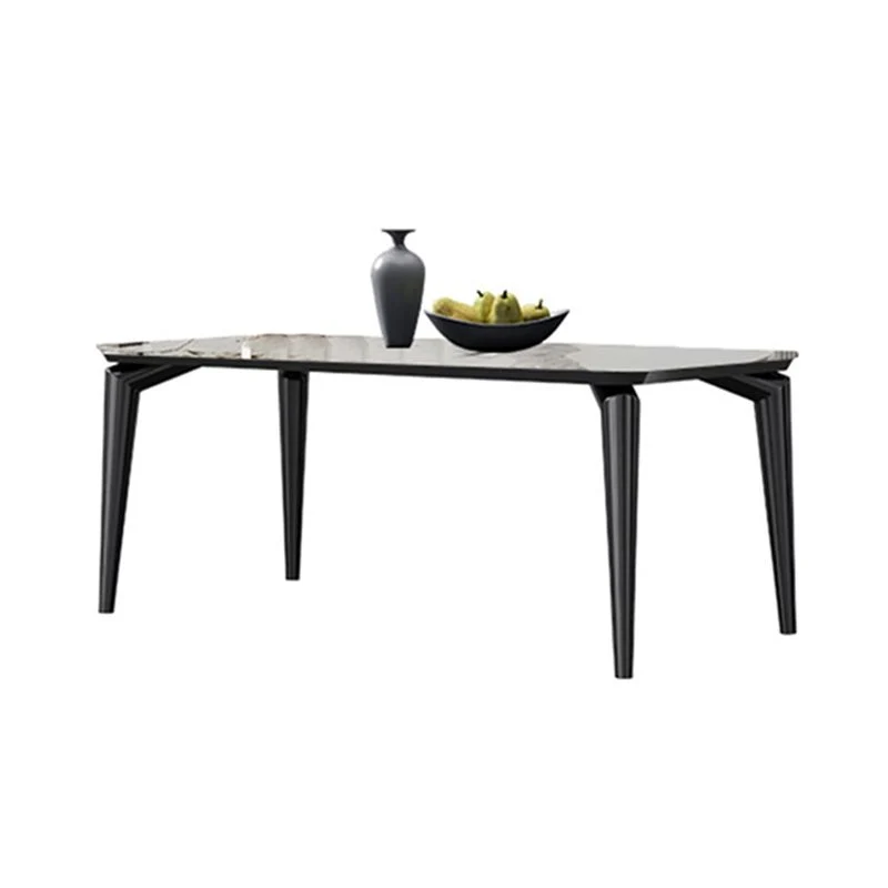 Set da pranzo pietra sinterizzata stile designer Set tavolo da pranzo rettangolare 1/3/4/6 pezzi Clearhalo