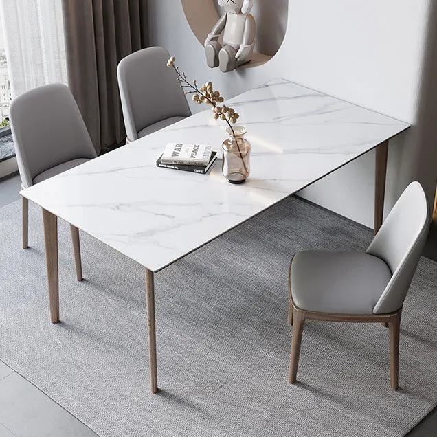 Set da pranzo pietra sinterizzata stile designer Set tavolo da pranzo rettangolare 1/3/4/5/7 pezzi Clearhalo
