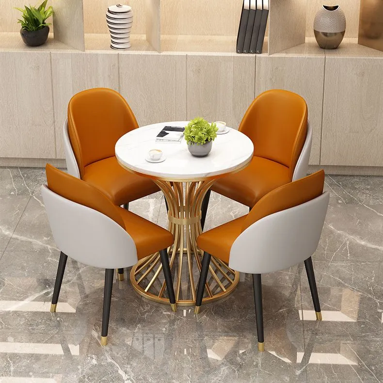 Set da pranzo pietra sinterizzata stile glam Set da pranzo da 1/2/4/5 pezzi Clearhalo