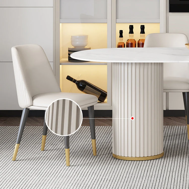 Set da pranzo pietra sinterizzata stile Glam Set da pranzo rettangolare 1/2/5 pezzi per sale da pranzo Clearhalo