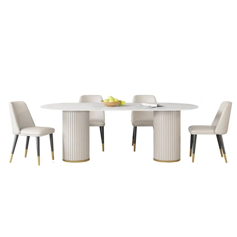 Set da pranzo pietra sinterizzata stile Glam Set da pranzo rettangolare 1/2/5 pezzi per sale da pranzo Clearhalo