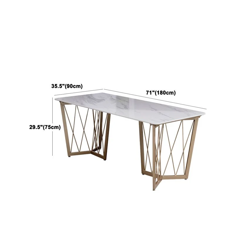 Set da pranzo rettangolare contemporaneo Set da tavolo da pranzo marmo bianco da 1/2/4/5/7 pezzi Clearhalo
