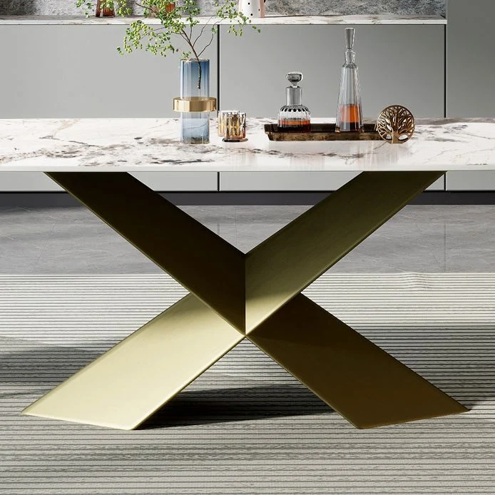 Set da pranzo rettangolare pietra sinterizzata Nordic Glam Set da pranzo da 1/3/4/5/6/7 pezzi Clearhalo