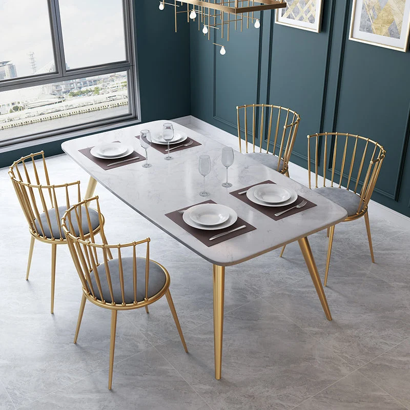 Set da pranzo rettangolare stile glam Set da pranzo da 1/5/6 pezzi per sale da pranzo Clearhalo