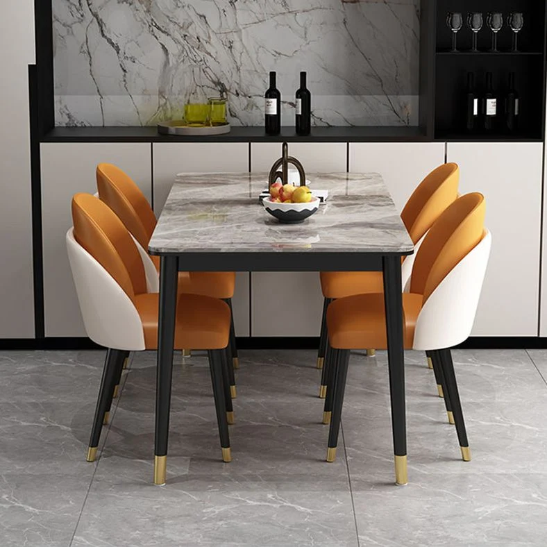 Set da pranzo rettangolare stile glam Set da pranzo da 1/2/5/7 pezzi per sale da pranzo Clearhalo