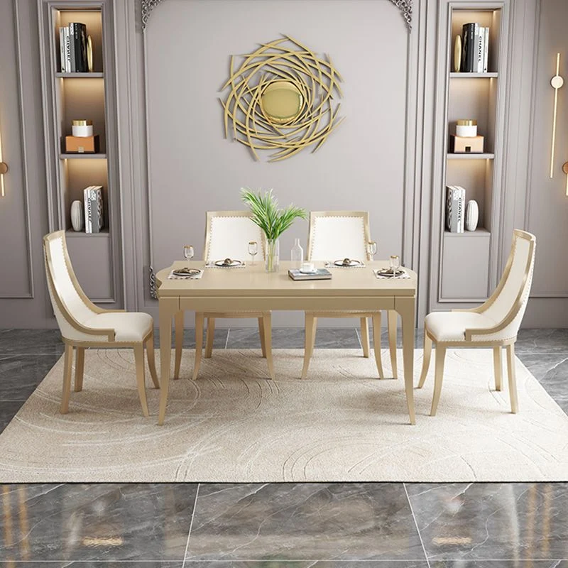 Set da pranzo rotondo legno massello di mobili moderni Mid-Century da 1/2/5/7 pezzi marrone Clearhalo