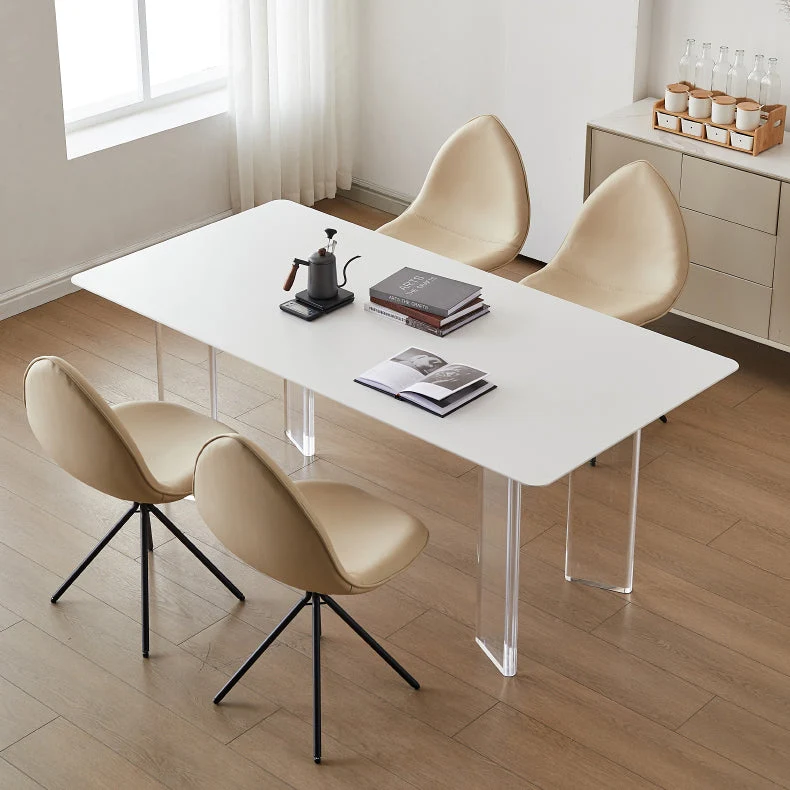 Set da pranzo rotondo moderno pietra sinterizzata Set da pranzo da 1/4/5 pezzi Clearhalo