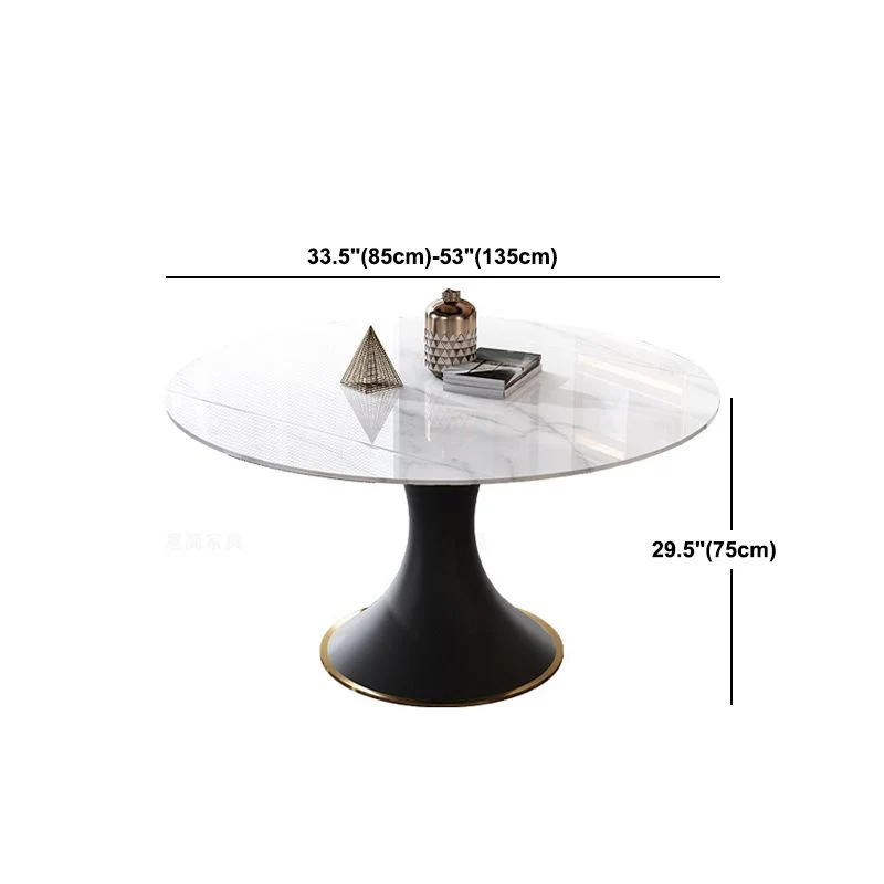 Set da pranzo rotondo moderno pietra sinterizzata Set da pranzo da 1/4/5/7 pezzi Clearhalo