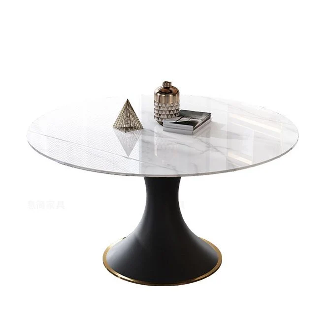 Set da pranzo rotondo moderno pietra sinterizzata Set da pranzo da 1/4/5/7 pezzi Clearhalo