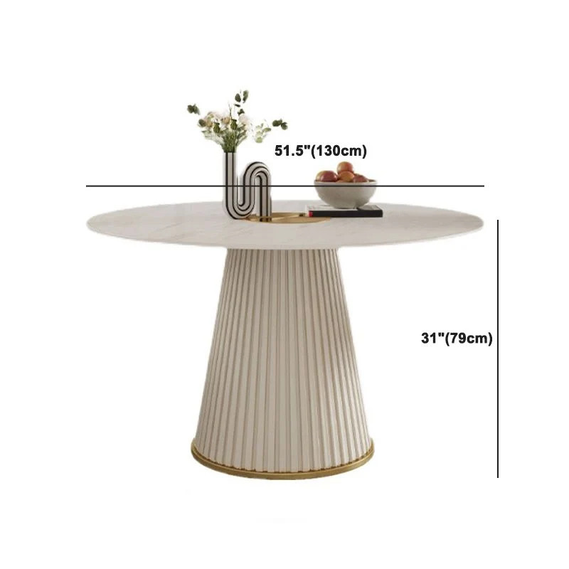 Set da pranzo rotondo pietra sinterizzata stile nordico glam Set da pranzo da 1/4/5/7 pezzi Clearhalo