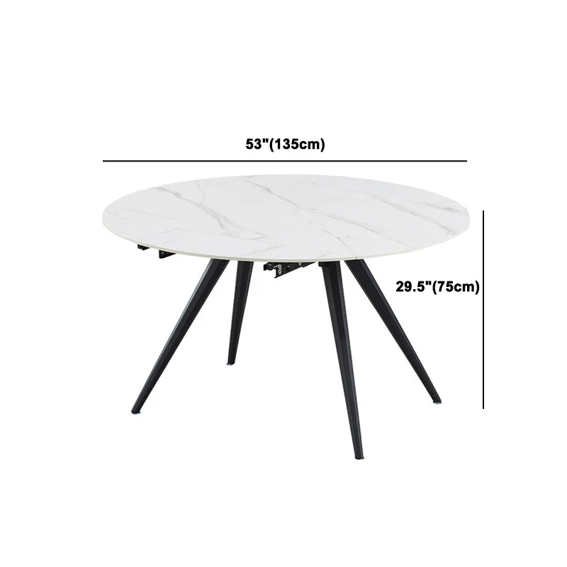 Set da pranzo rotondo pietra sinterizzata stile moderno Set da pranzo da 1/5 pezzi Clearhalo