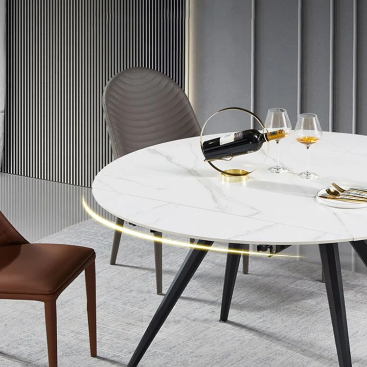 Set da pranzo rotondo pietra sinterizzata stile moderno Set da pranzo da 1/5 pezzi Clearhalo