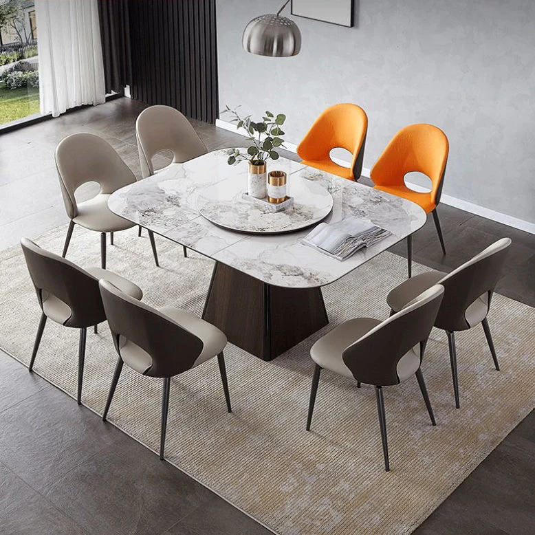 Set da pranzo stile moderno 1/4/5/9 pezzi Set tavolo da pranzo pietra sinterizzata per cucina Clearhalo