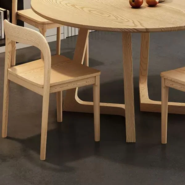 Set da pranzo stile moderno Tavolo da pranzo rotondo legno massello da 1/2/3/4/5 pezzi con sedia Clearhalo