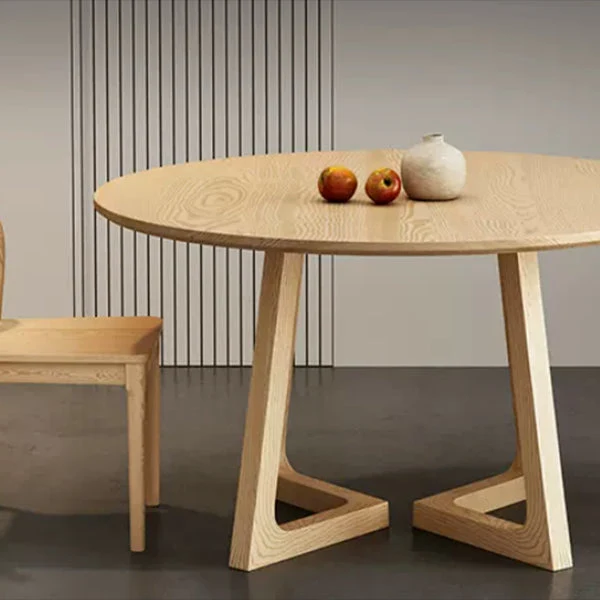Set da pranzo stile moderno Tavolo da pranzo rotondo legno massello da 1/2/3/4/5 pezzi con sedia Clearhalo