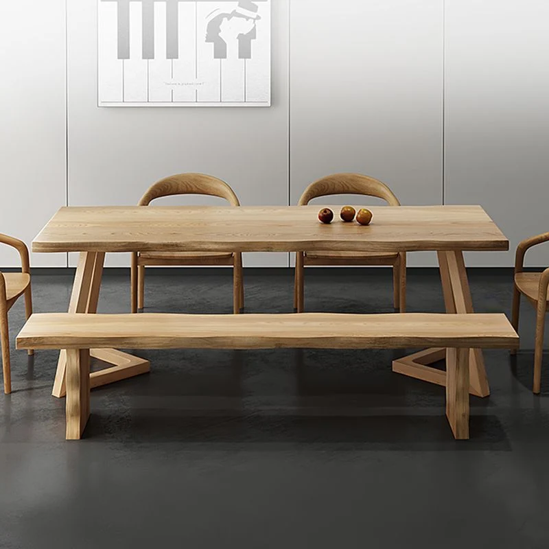 Set da pranzo stile moderno Tavolo da pranzo rettangolare legno massello da 1/2/7 pezzi con sedie da pranzo Clearhalo