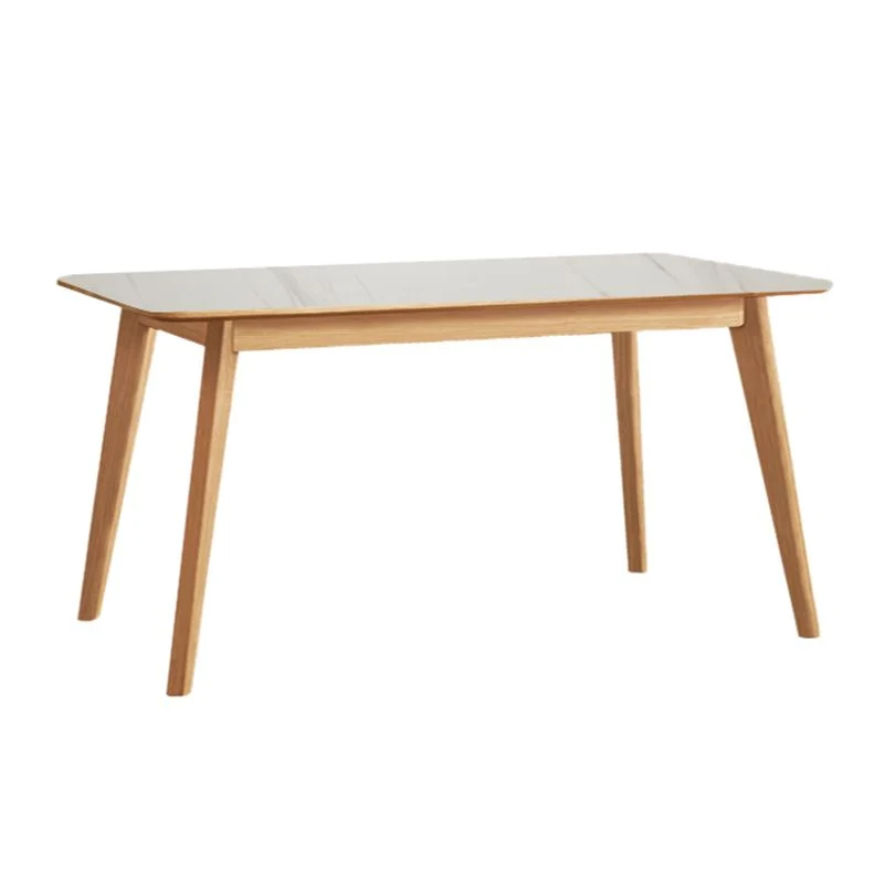 Set da pranzo stile moderno Tavolo da pranzo rettangolare legno massello da 1/5 pezzi con sedia da pranzo Clearhalo