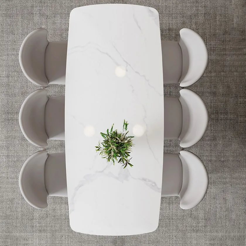 Set da pranzo stile nordico 1/4/5/7 pezzi Set tavolo da pranzo pietra sinterizzata con gambe metallo Clearhalo
