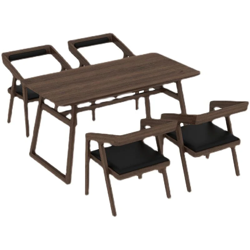 Set da pranzo tradizionale legno Set da tavolo rettangolare da 1/2/5/7 pezzi per sala da pranzo Clearhalo