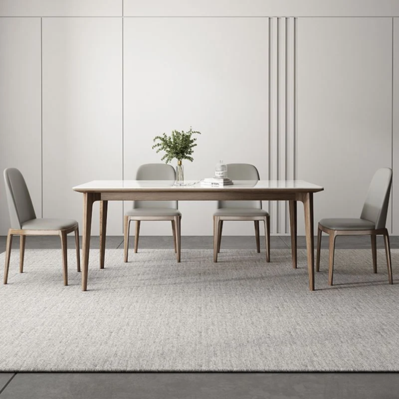 Set da sala da pranzo contemporaneo da 1/4/5/7 pezzi, mobili rettangolari pietra bianco Clearhalo