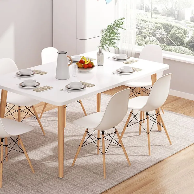 Set di sedie laterali multicolori per sedie da pranzo plastica da cucina con gambe legno Clearhalo