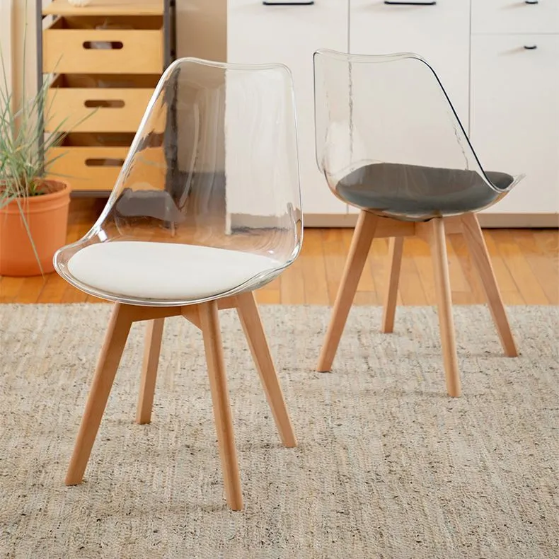 Set di sedie laterali plastica per interni ed esterni stile moderno, sedia da pranzo trasparente Clearhalo