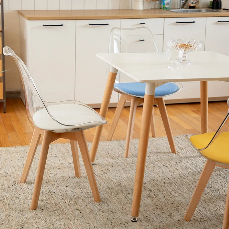 Set di sedie laterali plastica per interni ed esterni stile moderno, sedia da pranzo trasparente Clearhalo