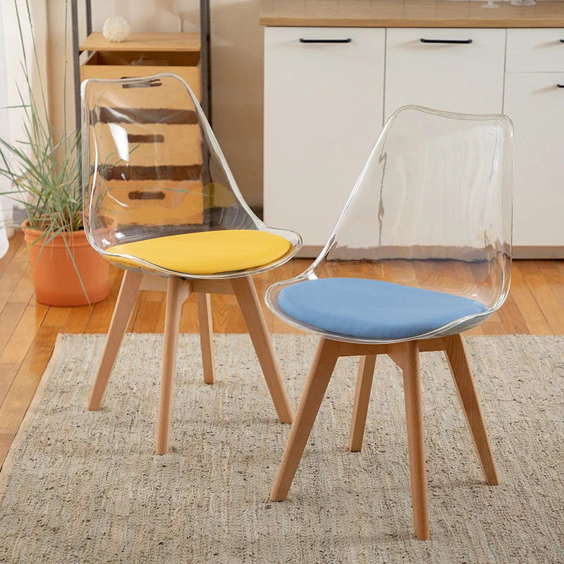 Set di sedie laterali plastica per interni ed esterni stile moderno, sedia da pranzo trasparente Clearhalo