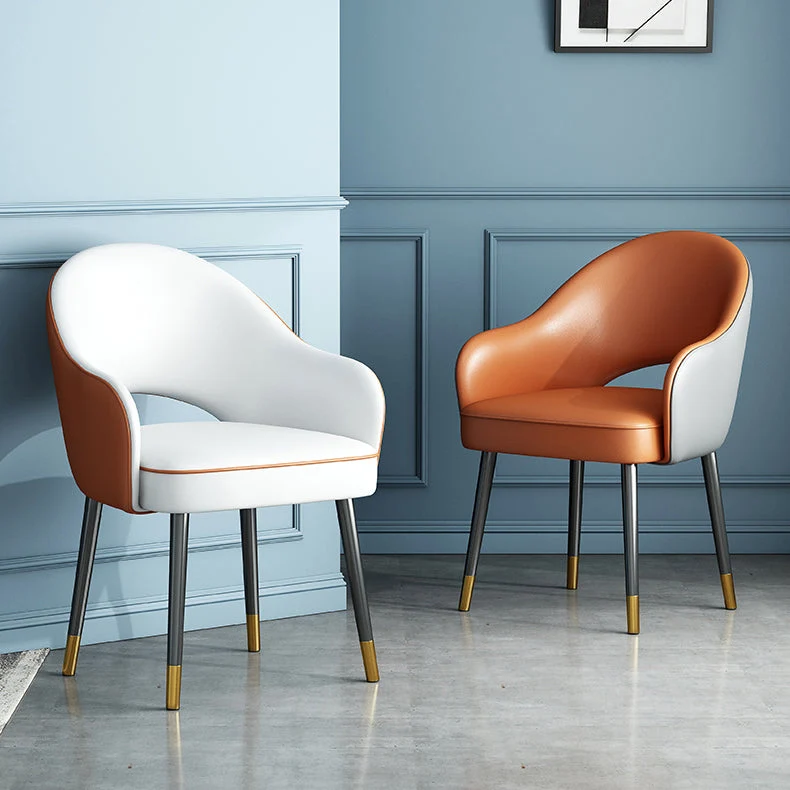 Set di sedie metallo stile glam europeo, sedia da cucina per sala da pranzo con bracciolo con schienale aperto Clearhalo