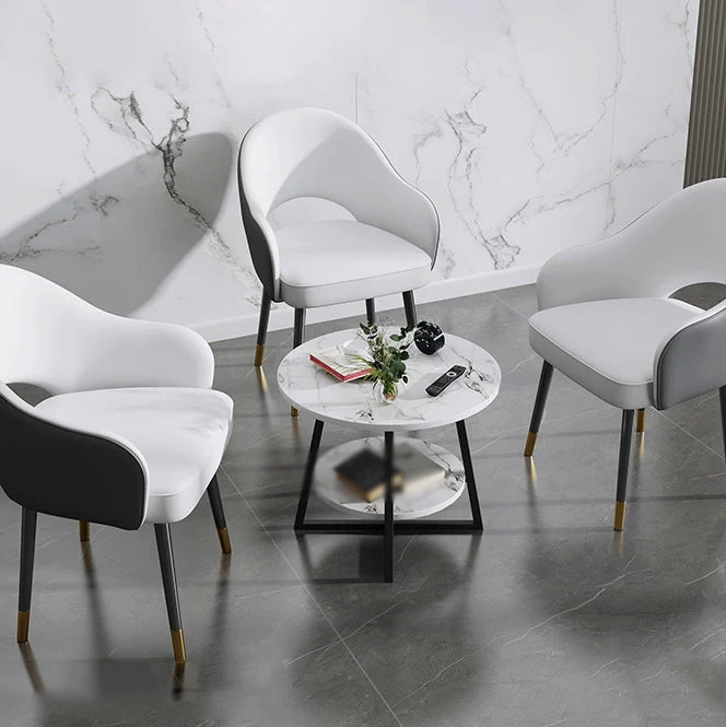 Set di sedie metallo stile glam europeo, sedia da cucina per sala da pranzo con bracciolo con schienale aperto Clearhalo